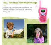 Walkie Talkie para niños Radio portátil de 2 vías Toys Max. Walky Talky para niños de largo alcance de 3 km con pantalla LCD