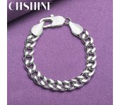 CHSHINE - Pulsera de cadena lateral de 10 mm de plata de ley 925, abalorio de moda para bodas y fiestas, joyería de alta calidad para mujer 20CM 8inches