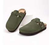 Sandalias clásicas tipo zuecos de Shevalues para mujer, de corcho, con plataforma, de ante de vaca, cómodas, informales, para playa, con soporte para el arco 36