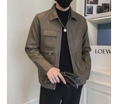 Chaqueta de cuero estilo motociclista estilo coreano para hombre 2023: tendencia primavera/otoño XXL verde