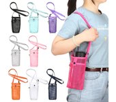 Funda para botella de agua deportiva, bolsa para teléfono móvil, accesorios de camping, funda de malla para taza, bolsa portátil visible con correa negro