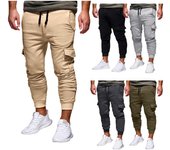 Pantalones Cargo para Hombre Pantalones De Chándal De Algodón Joggers De Moda Pantalones Largos Deportivos Pantalones Bolsillos Holgados Pantalones L verde del ejército