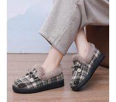 Mocasines de invierno con forro de piel para mujer, mocasines con plataforma, zapatos para interior y exterior, zapatos de casa para mujer, pantuflas gruesas, cálidas, cómodas y antideslizantes 35