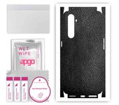 apgo Protective Skin Sticker for the back+sides compatible with Realme X50 Pro 5G, Full Wrap Film, Foil, Vinyl - Pattern Black Leather