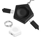 Cargador portátil para Samsung Galaxy Watch 6/6 Classic/5/5 Pro/Active 2/Watch4/3 llavero magnético cargador inalámbrico USB C y Micro blanco