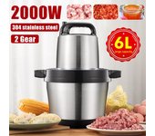 Picadora de carne eléctrica de 6L y 2 engranajes, picadora de cocina, picadora de acero inoxidable, licuadora de ajo y verduras, mezcladora, procesador de alimentos para bebés 6L