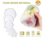 6 fundas de silicona para conservar alimentos frescos, universales, para refrigerador, microondas, color blanco