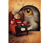 Pintura de diamante artesanal 5D  gato ratón , bordado de diamantes de imitación 3D, punto de cruz, regalo de decoración del hogar 5D 20X30CM