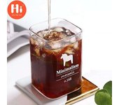 Hola creativa taza de cristal cuadrada con impresión de letras, taza de café, leche y desayuno, cristal transparente, resistente al calor, regalo para beber 240ml