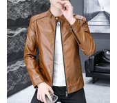 Otoño e invierno Ropa de cuero para hombres nuevos Cuello de pie Pi Shuai Abrigo de motocicleta Marca de moda Otoño e invierno Ropa de cuero casual coreana M