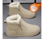 Botas de invierno para hombre, botas de nieve de algodón, cálidas, de felpa, para exteriores, impermeables, informales, para hombre, zapatos de tobillo con punta redonda, suaves y cómodos, nuevo estilo 39 gris
