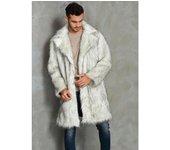 Abrigo largo de piel sintética de alta calidad con cuello de traje para hombre, otoño e invierno, estilo informal, abrigo de alta calidad para hombre S