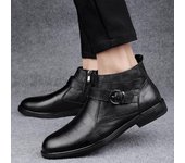 Botas Chelsea de estilo británico para hombre, informales, de negocios, cómodas, de piel de calidad, a la moda, de invierno, de terciopelo, para eventos sociales, de alta gama. 38 marrón