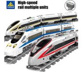 Ciudad KAZI, tren eléctrico mecánico de alta velocidad, bloques de construcción con batería, Motor ferroviario, juguetes de bloques de modelismo para chico