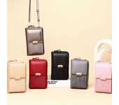 Bolsos de mano para teléfono con cremallera a la moda para mujer, carteras de cuero Pu, bolsos cruzados pequeños rojo