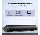 SADA V105 Barra de altavoces Altavoces de ordenador Barra de sonido de ordenador con cable Estéreo Alimentado por USB Mini Largo 360mm negro