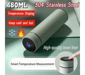 Botella de agua inteligente de 500 ml, termo de acero inoxidable con pantalla de temperatura, a prueba de fugas, taza de café, taza de leche, regalo de Navidad 480ML