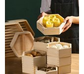Vaporera hexagonal de madera para dim sum cantonés, rejilla para cocinar al vapor, varios tamaños, resistente al calor, para repostería doméstica, utensilios de cocina