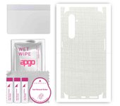 apgo Protective Skin Sticker for the back+sides compatible with Realme X50 Pro 5G, Full Wrap Film, Foil, Vinyl - Pattern White Fabric