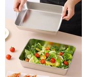 Plato cuadrado de acero inoxidable con tapa Bandeja rectangular para almacenar alimentos Bandeja comercial para platos Contenedor grande para almuerzo fresco 6 Inches