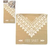 Les Trésors De Lily [Q4333] - Funda de cojín de algodón 'Boho' gris topo (espíritu libre) - 40x40 cm