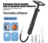 Bomba para pelotas de deporte, bomba para pelotas con agujas, boquilla, manguera de extensión, kit de bomba de aire manual para pelotas de ejercicio, voleibol, baloncesto, rugby, globo plata