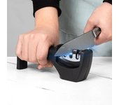 Afilador de cuchillos multifunción de mano con Base antideslizante, herramienta de afilado rápido, color negro, 3 etapas, 1 ud. M