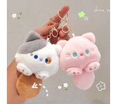 Lindo llavero de gato de peluche de dibujos animados cola grande llavero chirriante bolso escolar colgante suministros de regalo lindo llavero de gato de peluche de dibujos animados gato gris