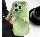 Funda de teléfono con mariposa de acuarela con degradado lindo coreano para iPhone 15 Pro 14 13 12 Pro Max 11, funda suave transparente a prueba de golpes con borde ondulado For iPhone 11