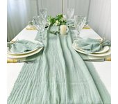 Camino de mesa de boda de algodón de gasa con textura retro rosa, servilletas de comedor, regalo, caminos de mesa de cocina, decoración de mesa navideña para el hogar 40X200cm azul cielo
