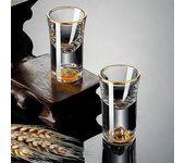 Vaso de cristal de lujo para Vodka, sake, Shochu, barra de cristal, licor, doble fondo, lámina dorada, taza de té, regalos de alta gama, licor duro onesize
