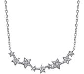 Les Trésors De Lily [N0003] - Collier Argent 'Pluie d'Etoiles' blanc argenté (rhodié) - 37x6 mm plata