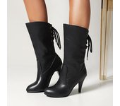 Botas cortas de tacón alto para mujer Otoño e Invierno nuevas botas cortas grandes de tacón fino de Color sólido 35 negro