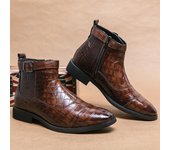 Botas altas de cuero Chelsea para hombre, botines, botas clásicas formales de vestir para entretiempo, talla grande EU:38 negro