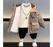 Chaqueta de algodón a la moda para niños, uniforme de béisbol grueso acolchado de algodón para bebés, chaqueta ligera acolchada de algodón para niños 160cm negro