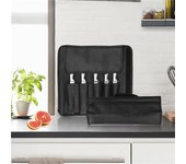 Bolsa organizadora de cuchillos portátil de cocina de doble apertura Bolsas enrollables para cubrir cuchillos de mano One Size negro