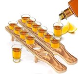 Estante para Copas de Vino 6 Copas de Vino Pequeñas Soporte de Madera para Vino Bandeja para Servir Chupitos para Whisky Vodka Tequila Buen Ayudante para Fiestas Bar Restaurante Boda