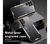 Funda de lujo para Samsung Galaxy S24 S23 S22 S21 S20 Plus Ultra FE 5G, carcasa trasera de aleación de aluminio con borde suave de TPU For Samsung S24 azul