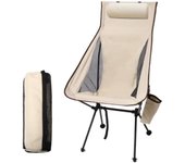 Silla de camping plegable portátil con reposacabezas Sillas de turismo ligeras Silla de pesca de aleación de aluminio Muebles de exterior negro