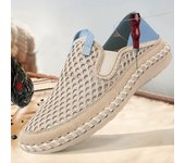 Zapatos de malla para exteriores de verano para hombre, zapatos casuales sin cordones 39 beige