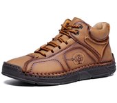 Botas de cuero hechas a mano, zapatos para hombre, botines cómodos para hombre, zapatos casuales, zapatos de herramientas de gran tamaño 39 marrón