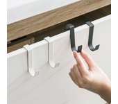 Gancho de acero inoxidable en forma de S detrás de la puerta del armario de cocina, estante de almacenamiento trasero para puerta de baño sin agujeros multiusos, organizador de llaves