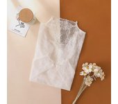 Top de malla de encaje hueco para mujer 2024: Camisa Elite fina de cuello medio alto para primavera/otoño One Size