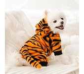 Bonita ropa de dibujos animados para perros, cálida ropa de forro polar para cachorros y gatitos, mono para perros pequeños, medianos y gatos, disfraz de tigre para mascota XS tigre