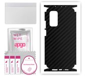 apgo Protective Skin Sticker for the back+sides compatible with Xiaomi Mi 10T 5G, Full Wrap Film, Foil, Vinyl - Pattern Carbon Black