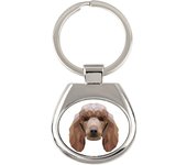 Caniche - llavero geométrico con foto y la inscripción Art-Dog blanco