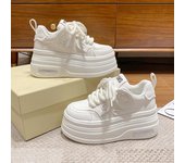 Zapatillas de deporte a juego de Color blanco y negro para mujer, calzado deportivo informal con cordones de otoño y primavera de 8cm de espesor con parte inferior elevada y esponja elevada 35 negro