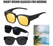 Gafas de sol polarizadas antideslumbrantes sobre gafas Gafas de visión nocturna Gafas de conducción nocturna Protección UV400 Gafas de sol envolventes negro mate