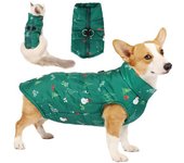 Ropa navideña para mascotas, impermeable, diseño de cremallera fácil, tela de algodón suave y gruesa, anillo de tracción, chaqueta de esquí para aventuras al aire libre para perros y gatos S verde