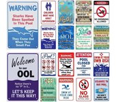 Letrero de hojalata con reglas divertidas para piscina, placa vintage, advertencia de bienvenida, no se permite nadar, letrero de metal para decoración de pared de casa, piscina, tienda, club 20x30cm